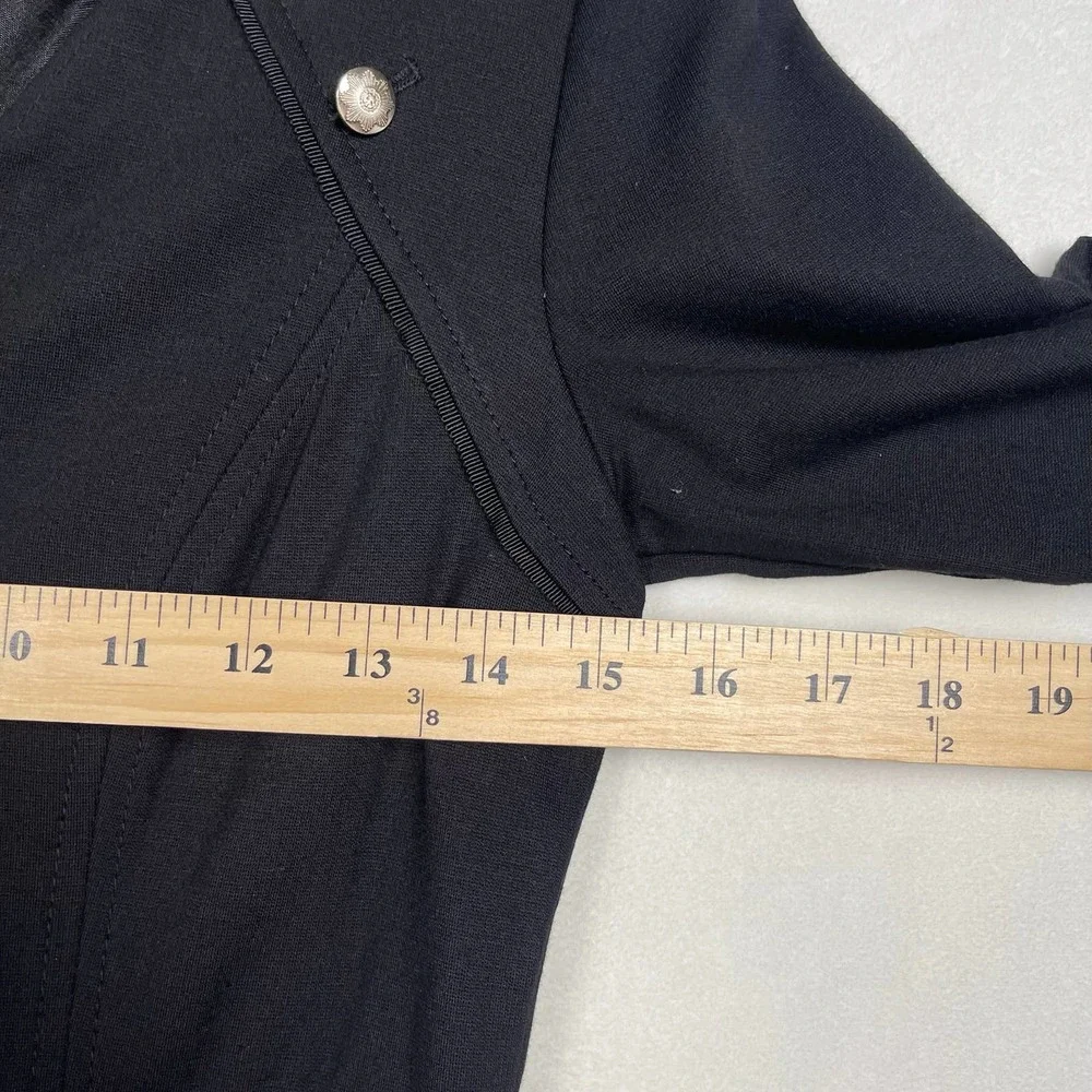 Ponte Knit White House Black Market Black Dress, Military Goldtone Buttons, Sz 2 - Picture 14 of 16